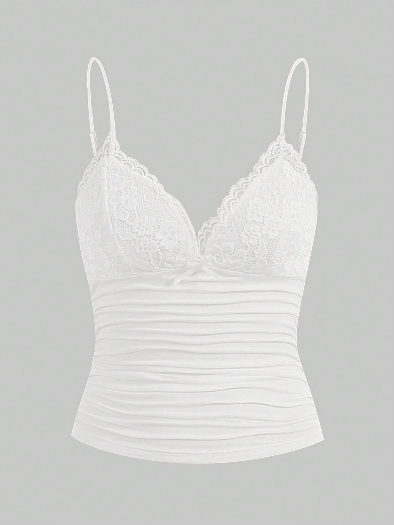 SHEIN ICON Contrast Lace Ruched Cami Top | SHEIN