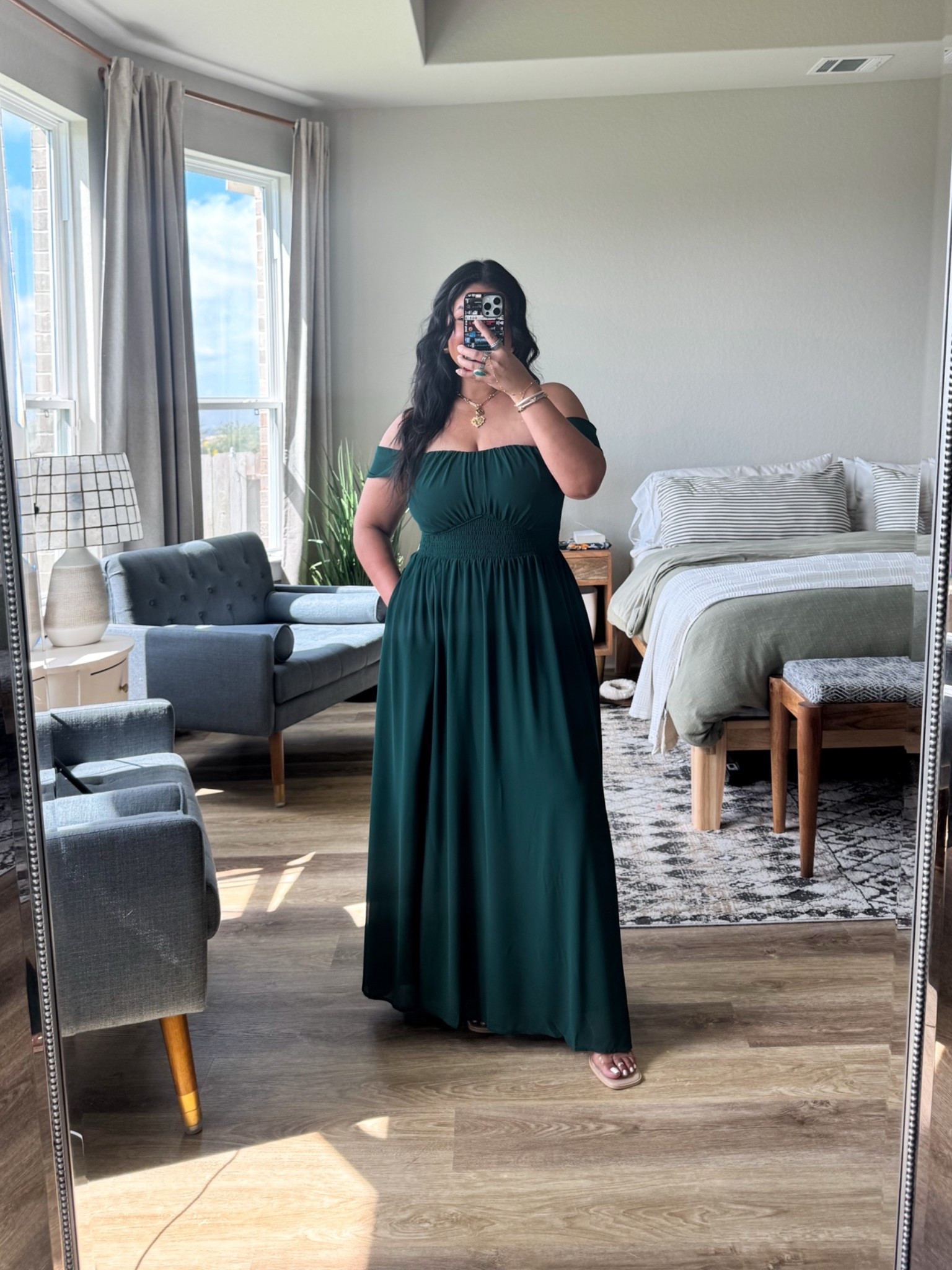 Amazon dress, size large, shade, dark green