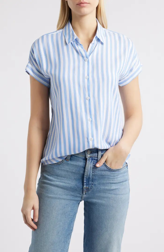 Kenzie Stripe Short Sleeve Button-Up Shirt | Nordstrom