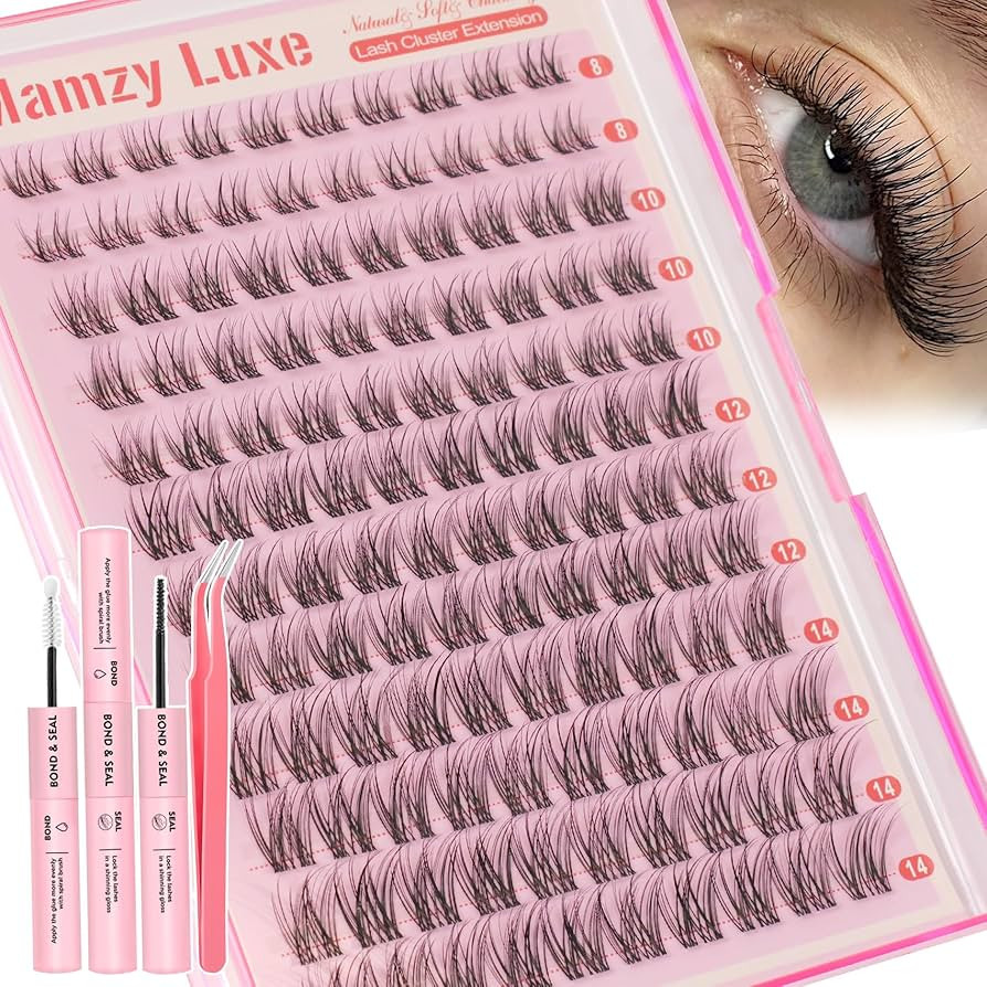 Natural Lash Clusters Kit Short Wispy Eyelash Clusters 8-14MM Clear Band Cluster Lashes Extension... | Amazon (US)