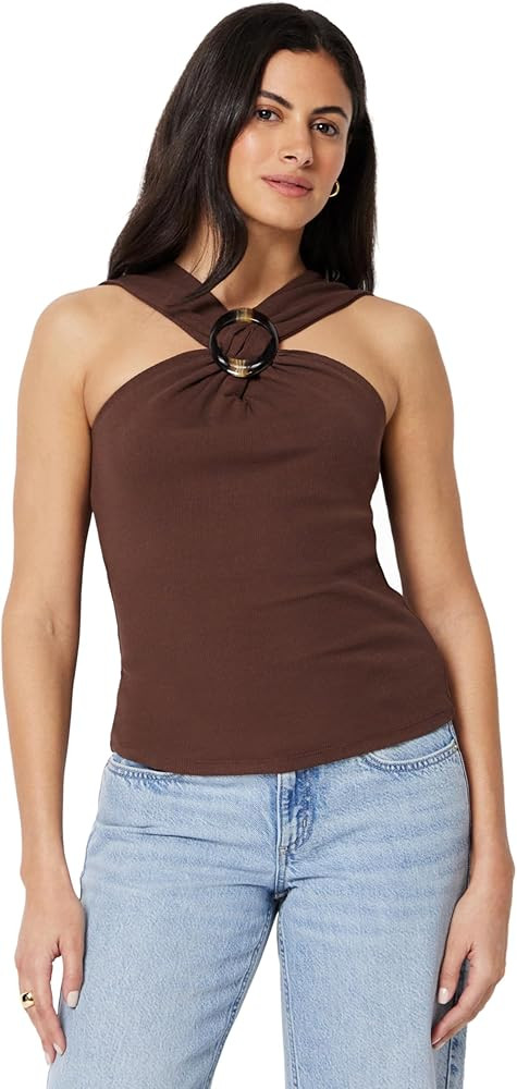 Amazon Essentials Women's Slim-Fit Ribbed Halter Top with Resin Detail | Amazon (US)