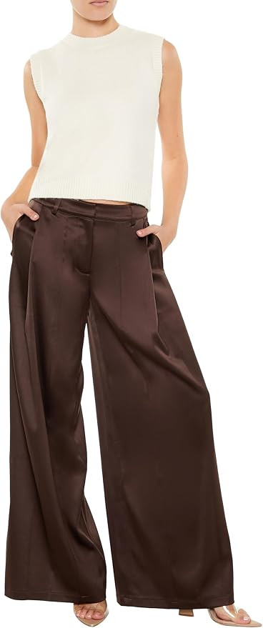 Forever 21 Women's Satin Trouser Pants | Amazon (US)