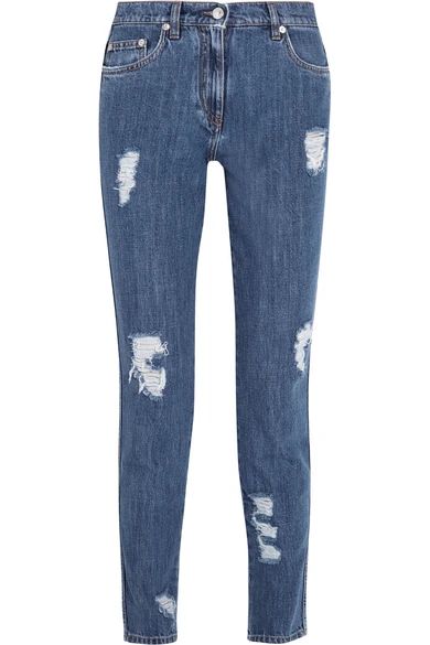 Distressed mid-rise slim-leg jeans | NET-A-PORTER (UK & EU)