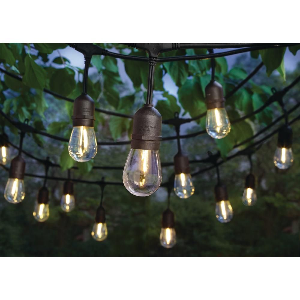 Hampton Bay 24-Light Indoor/Outdoor 48 ft. String Light with S14 Single Filament LED Bulbs-10328 ... | The Home Depot
