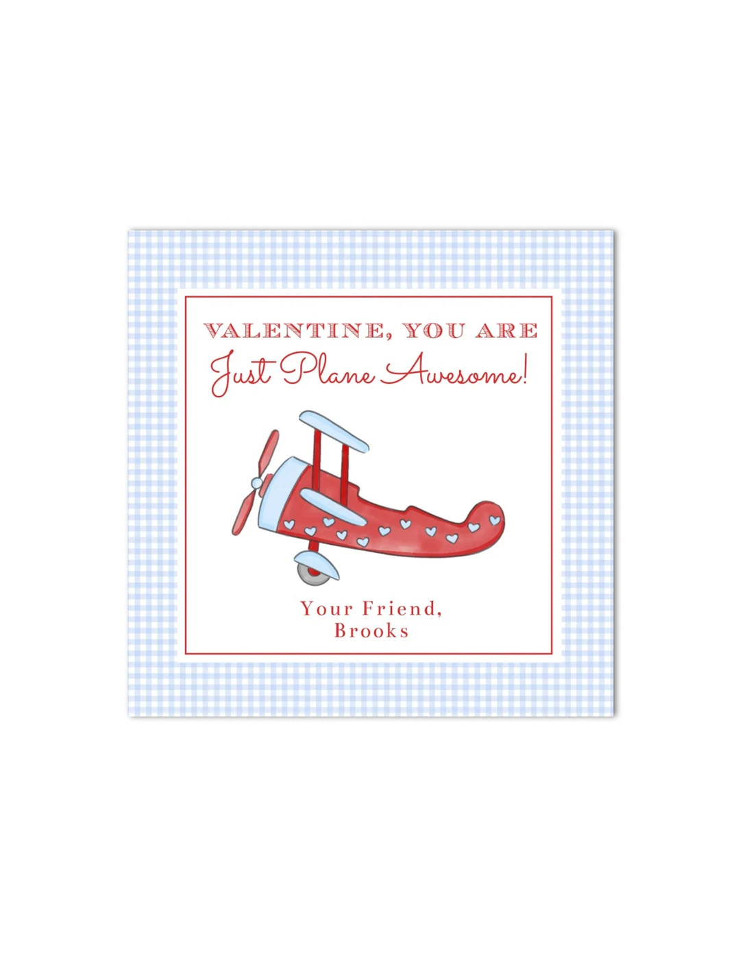 Printable Valentines Plane Gift Tag - Valentine, You Are Just Plane Awesome - Preppy, Classic - I... | Etsy (US)