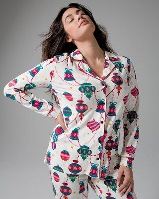 Embraceable Long Sleeve Notch Collar Pajama Top | SOMA