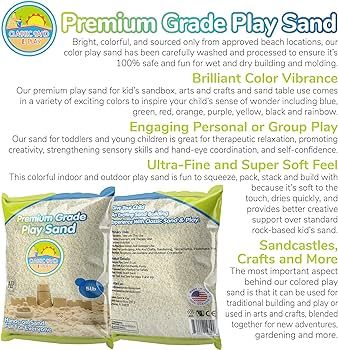 Classic Sand and Play Sand for Sandbox, Table, Therapy, and Outdoor Use, 5 lb. Bag, Natural, Non-... | Amazon (US)