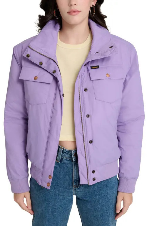 Wrangler x Stranger Things Erica Bomber Jacket in Light Purple at Nordstrom, Size Small | Nordstrom