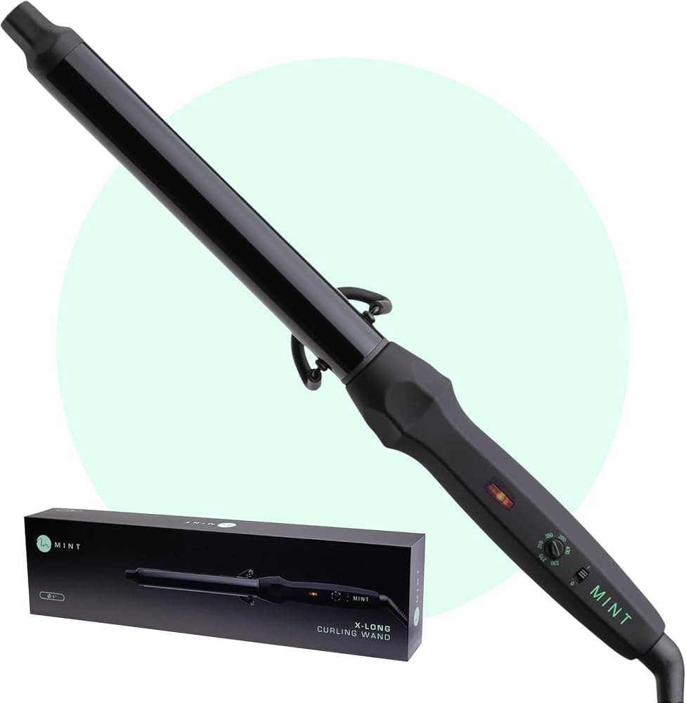 MINT Professional Clamp-Free Curling Wand 1 Inch for Long Hair | Extra Long Curl Wand w 4-Heater ... | Amazon (US)