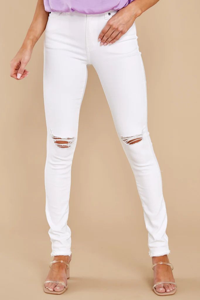 Simple Desires White Distressed Skinny Jeans | Red Dress 