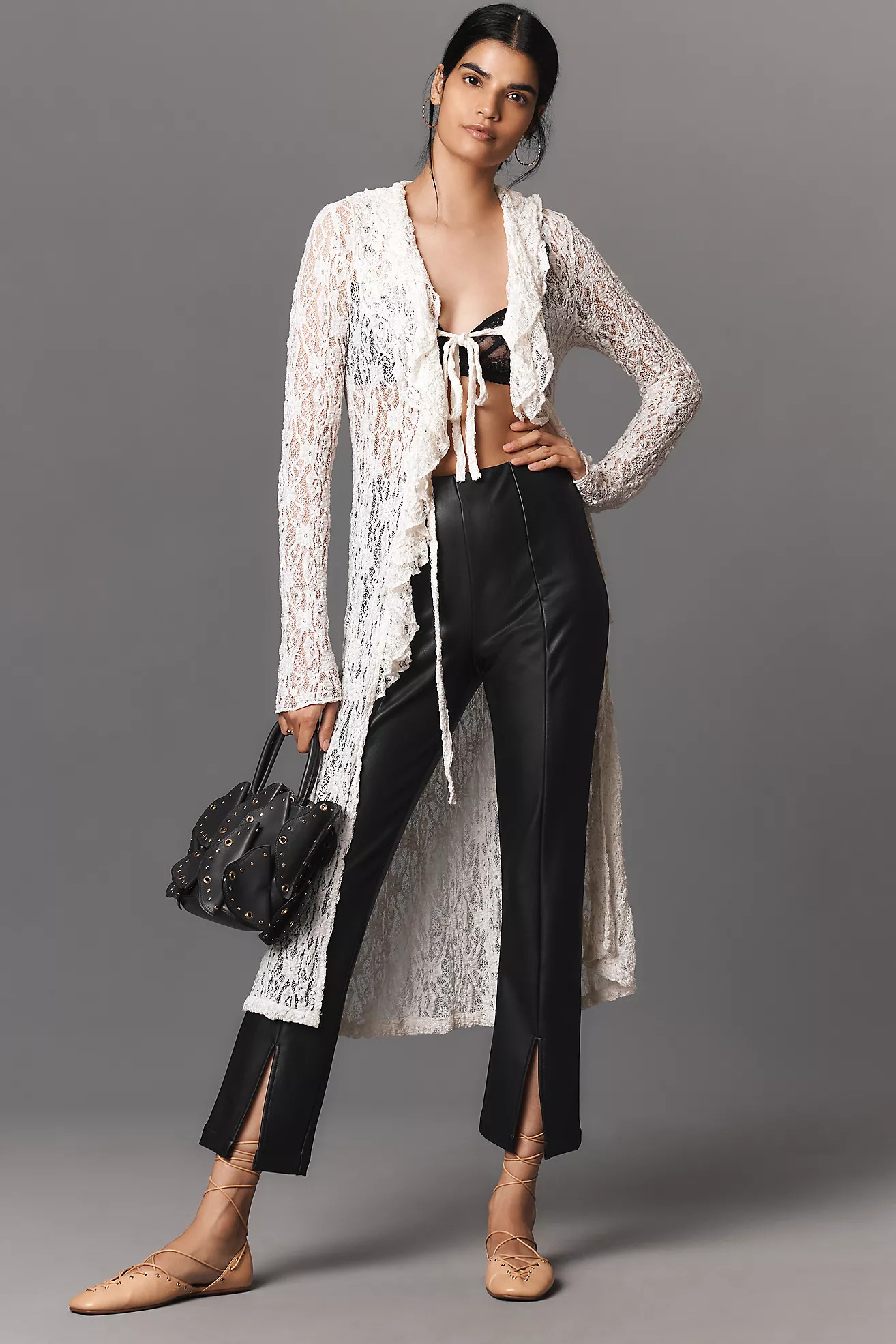 Maeve Split-Front Faux-Leather Pants | Anthropologie (US)