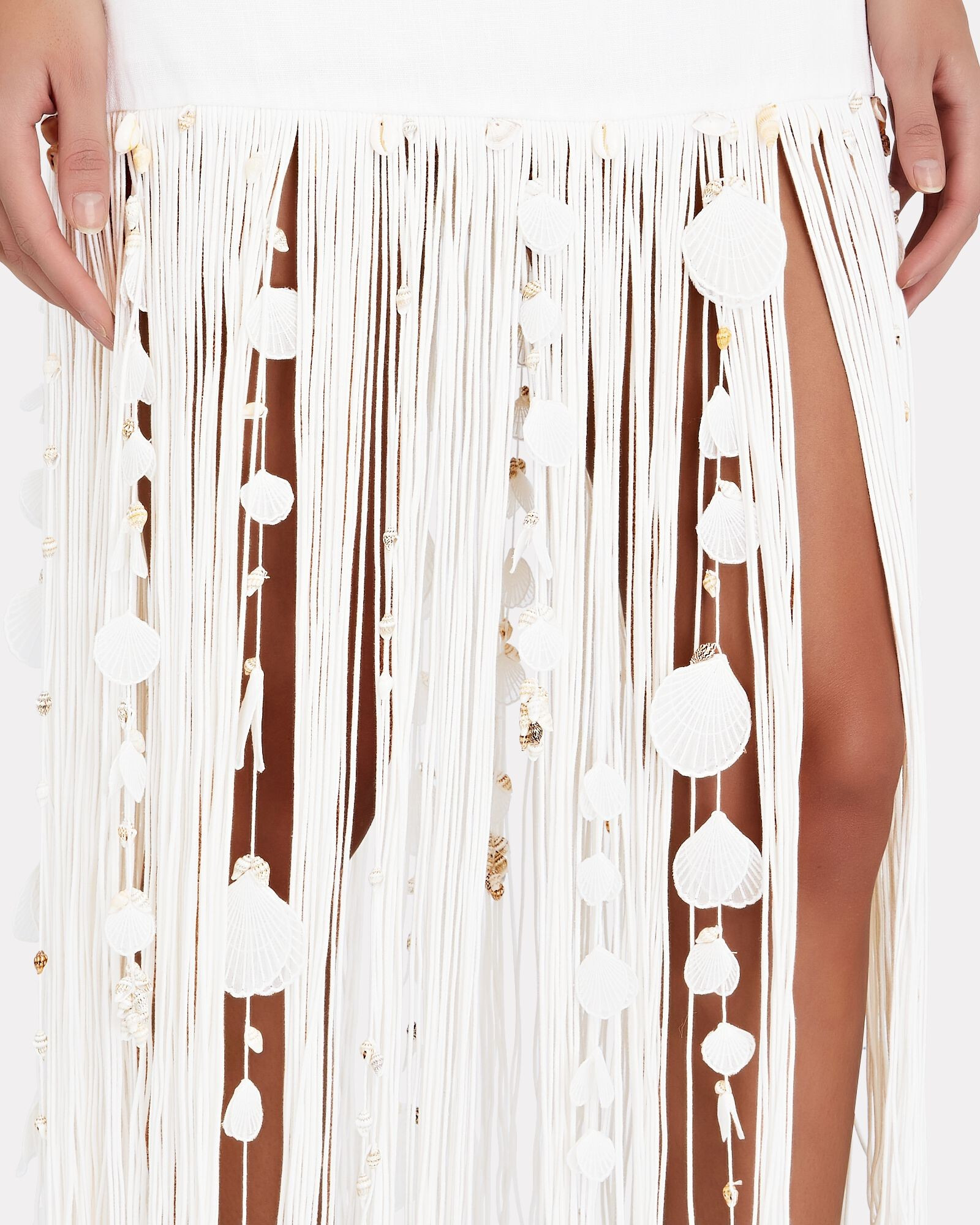 Postcard Linen Shell-Embellished Fringed Dress | INTERMIX