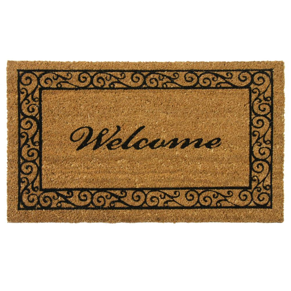 Rubber-Cal Estate Style 18 in. x 30 in. Welcome Door Mat, Black-Brown | The Home Depot