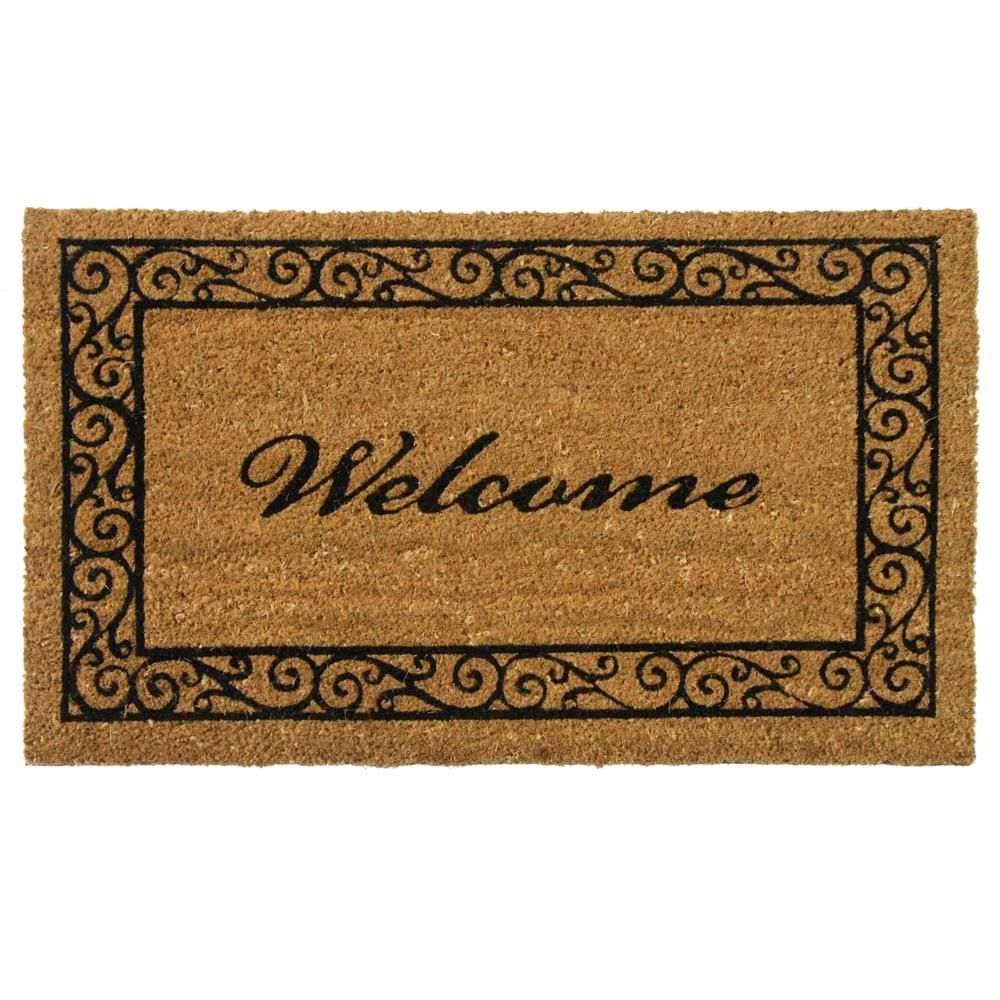 Rubber-Cal Estate Style 18 in. x 30 in. Welcome Door Mat, Black-Brown | The Home Depot