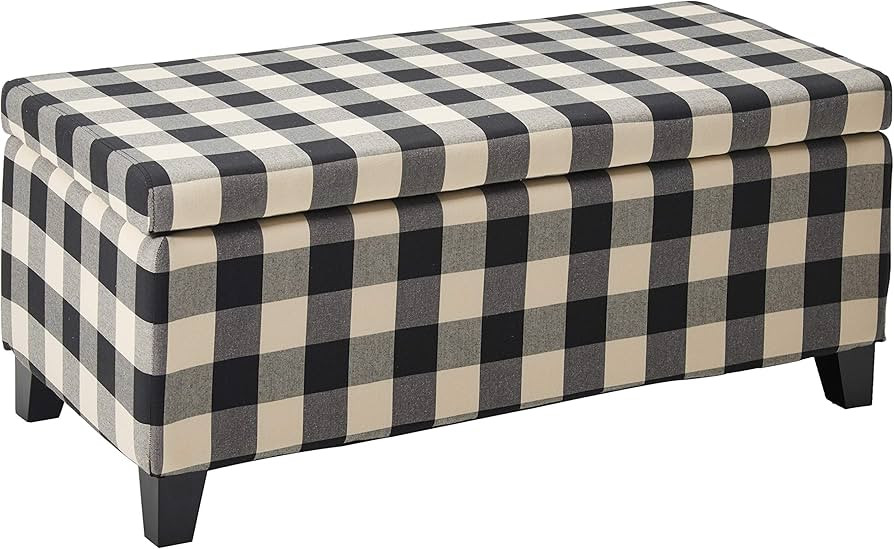 Christopher Knight Home Breanna Fabric Storage Ottoman, Black Checkerboard | Amazon (US)