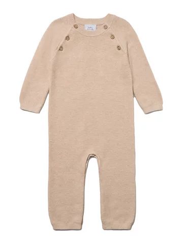 Stellou & Friends Baby and Toddler 100% Cotton Beige Long Sleeve Sweater Knit One-Piece Romper (1... | Walmart (US)
