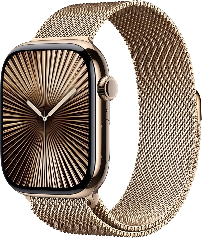 Apple Watch Series 10 [GPS + Cellular 46mm case] Smartwatch with Gold Titanium Case with Gold Mil... | Amazon (US)