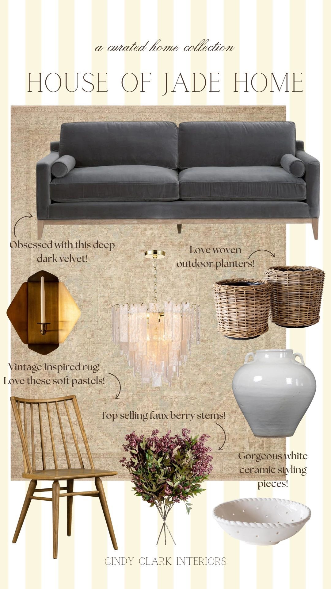 I am loving these House of Jade new arrivals! This deep velvet sofa is a beautiful contrast to this vintage inspired rug. Gorgeous lighting and beautiful spring accents! 

#LTKHome