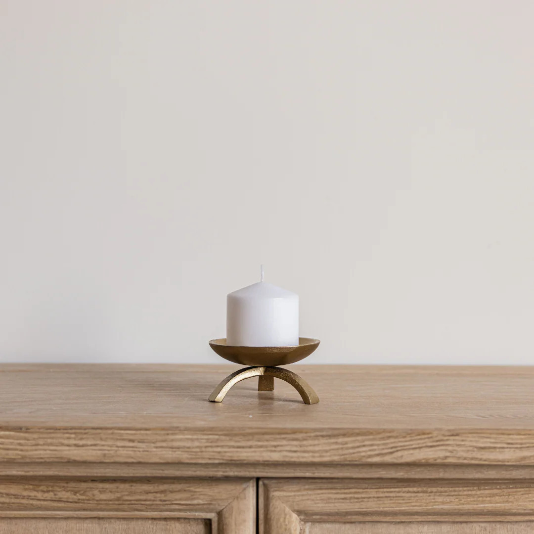 Brass Inspired Tripod Pillar Candle Holder | By Luxe B Co. | luxe bCO