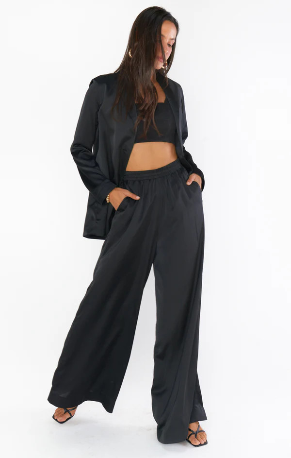 Irwin Pants ~ Black Luxe Satin | Show Me Your Mumu