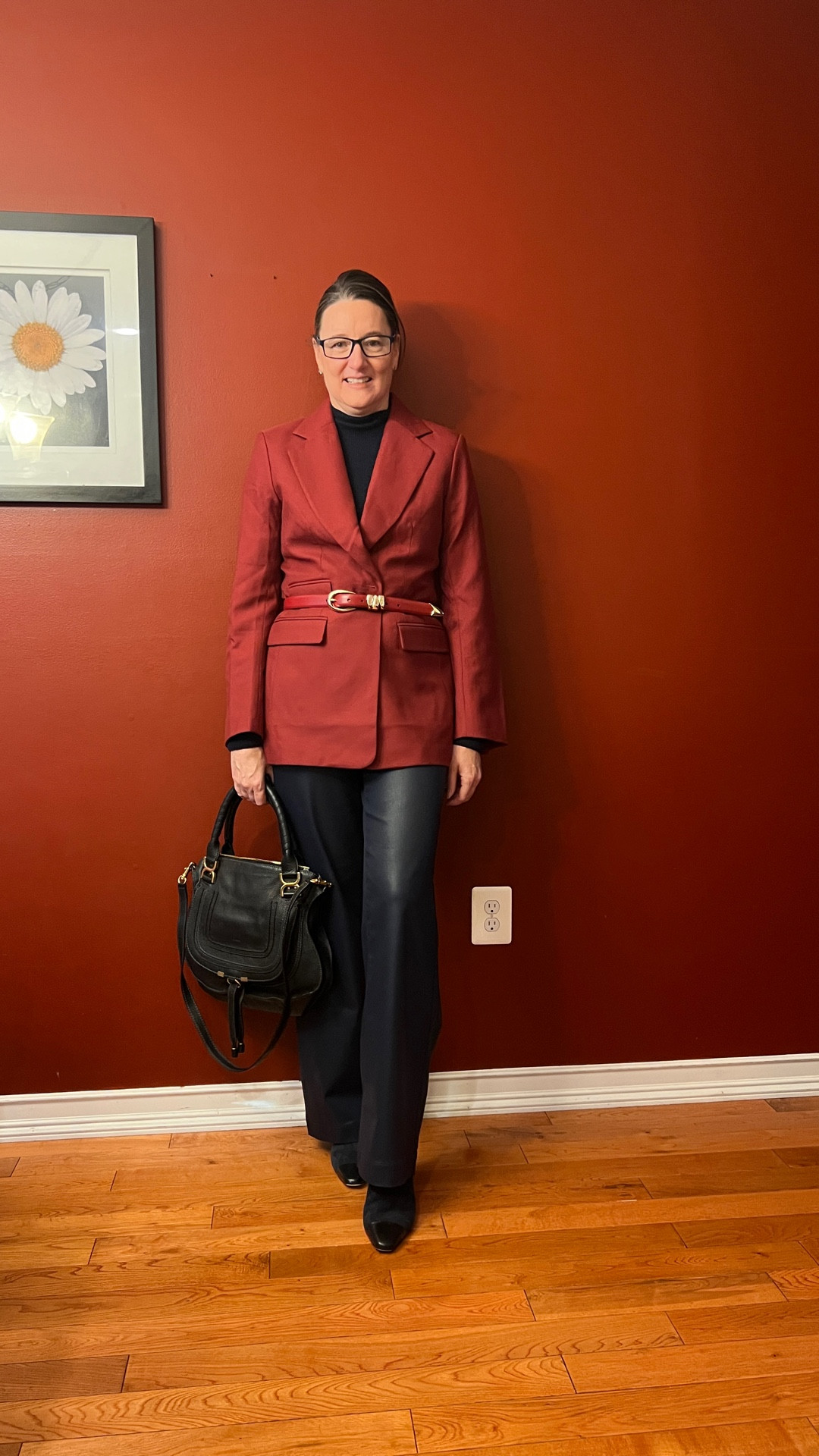 My day started dressed for customer meetings in a gorgeous red blazer and matching belt. But after my meetings it felt too fussy so I ditched the blazer and put the belt on my pants. I didn’t love the pop of red with the monotone navy though. This caused me to immediately order the belt in navy. I now have this belt in 5 colors - or I least I will once the navy arrives. Is five too many? #askingforafriend #whatiworetowork #workattire #workstyle #businesscasual

#LTKWorkwear #LTKHoliday #LTKOver40