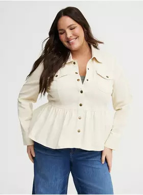 Peplum Twill Jacket | Torrid (US & Canada)
