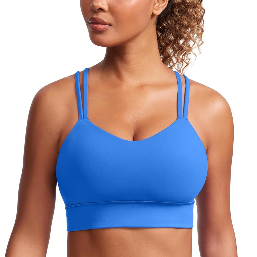 CRZ YOGA Softness Mold Womens Butterluxe Strappy Longline Sports Bra - Double Spaghetti Strap Wor... | Amazon (US)