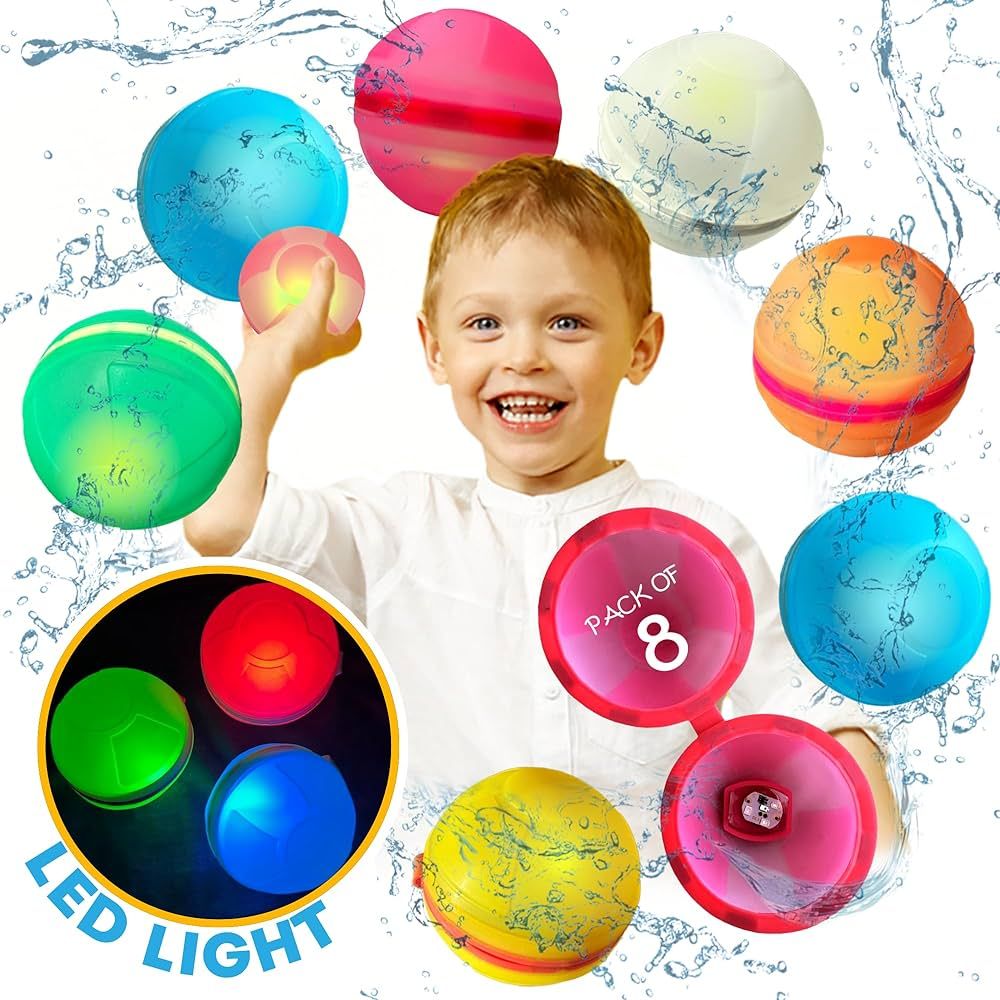 Reusable Water Balloons With LED Light For Kids, Water Balloons Quick Fill, Refillable Water Ball... | Amazon (US)