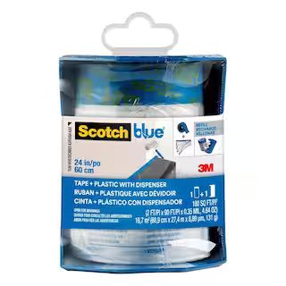 ScotchBlue Pre-Taped 24 In. x 30 Yds. Painter's Plastic Sheeting With Dispenser (1 Roll) | The Home Depot