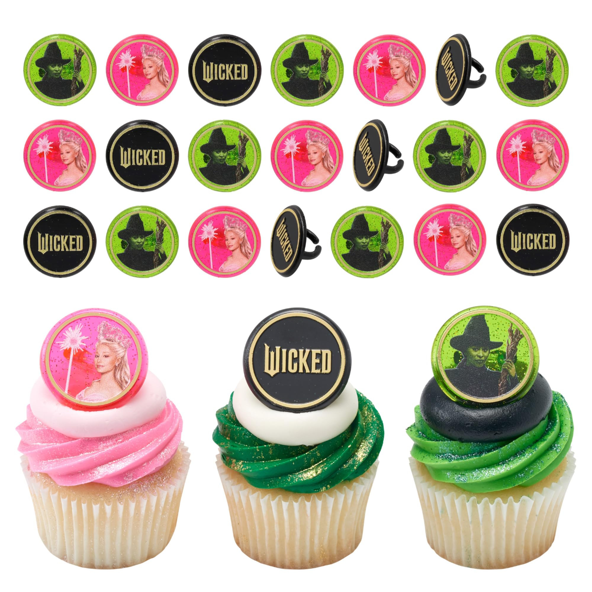 Wicked Cupcake Rings With Glinda And Elphaba, 24 Cupcake Toppers For Cakes, Birthday's, Celebrati... | Amazon (US)