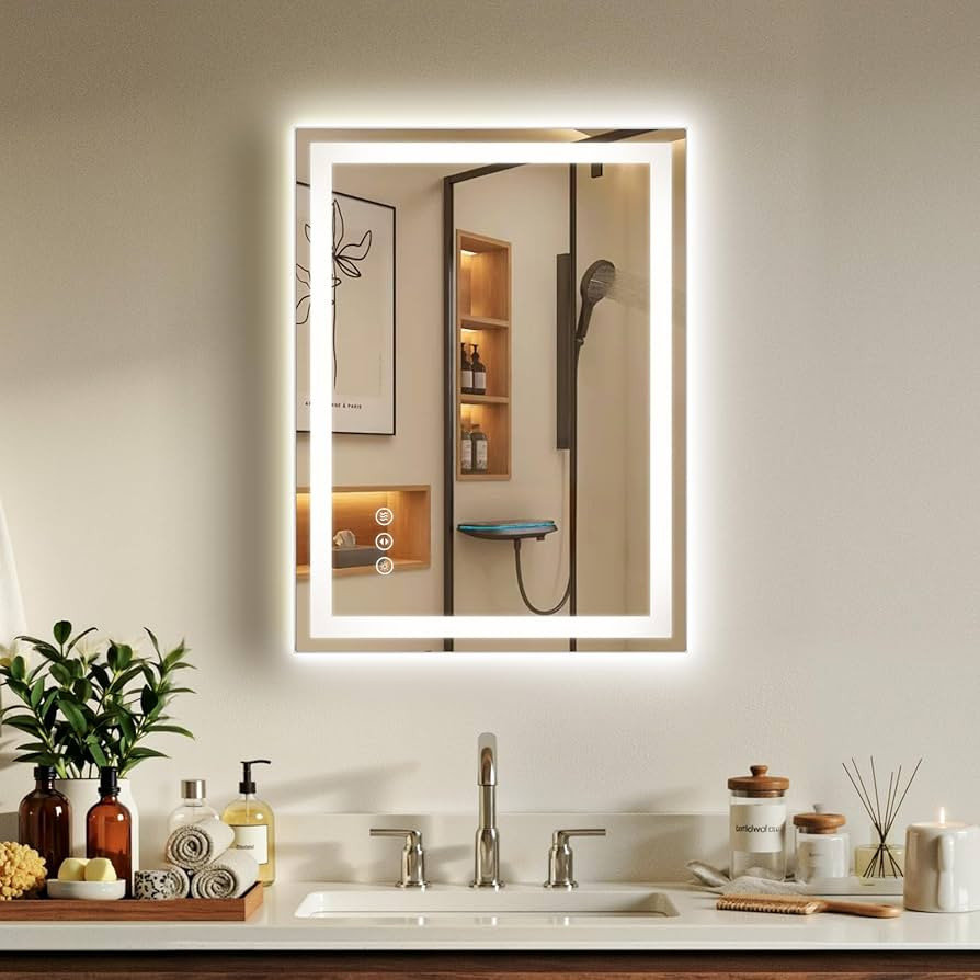 24X32 LED Bathroom Mirror with Lights, Anti-Fog, Backlit + Front Lit (CRI>90), Lighted Bathroom V... | Amazon (US)