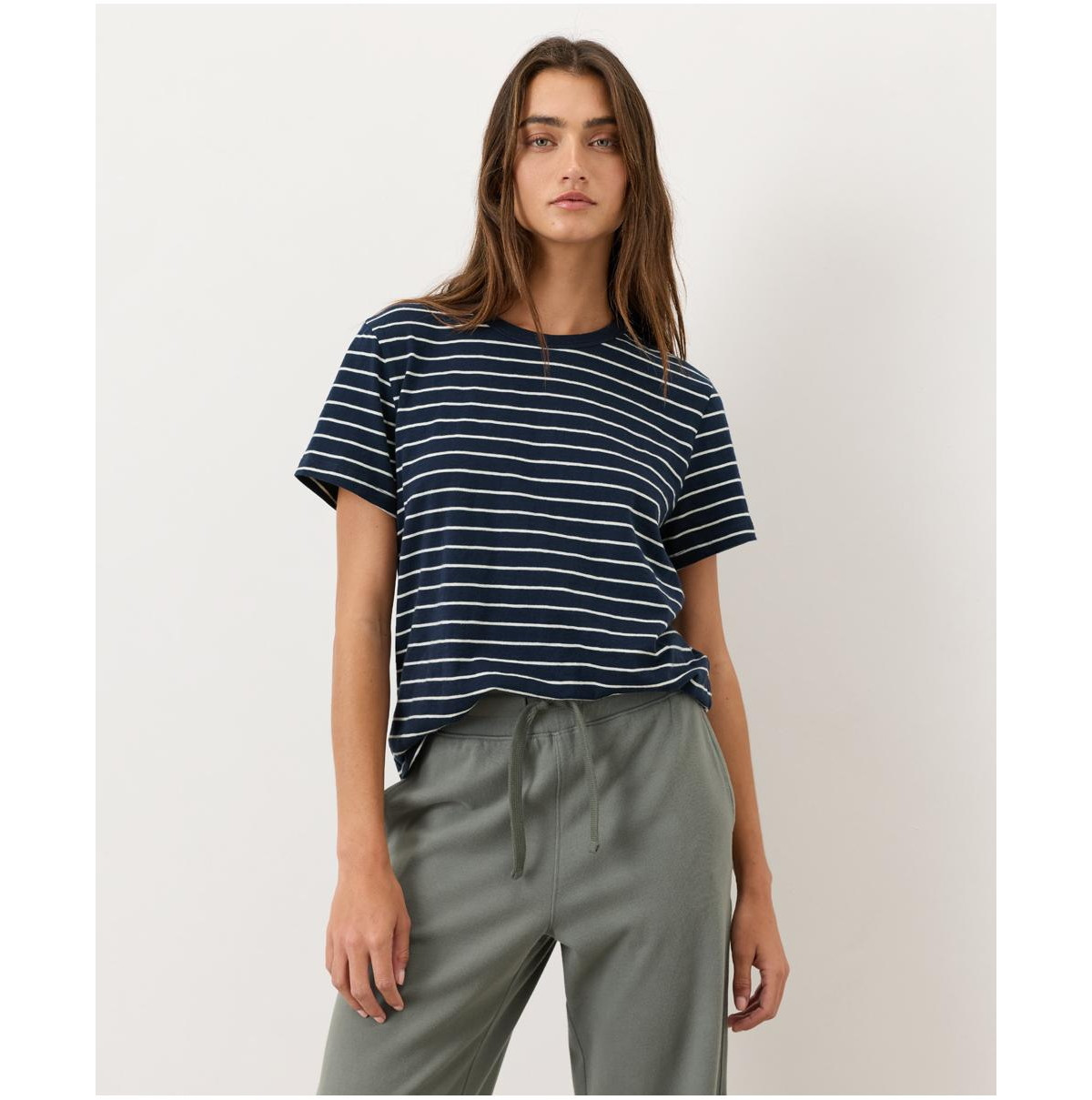 Pact Women's Organic Cotton Slub Crewneck Tee - Saranac stripe | Macy's