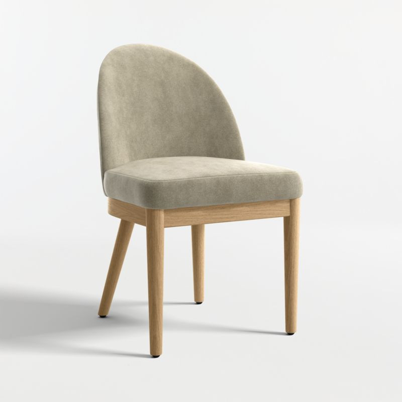 Ana Olive Green Velvet Dining Chair with Natural Wood Legs + Reviews | Crate & Barrel | Crate & Barrel