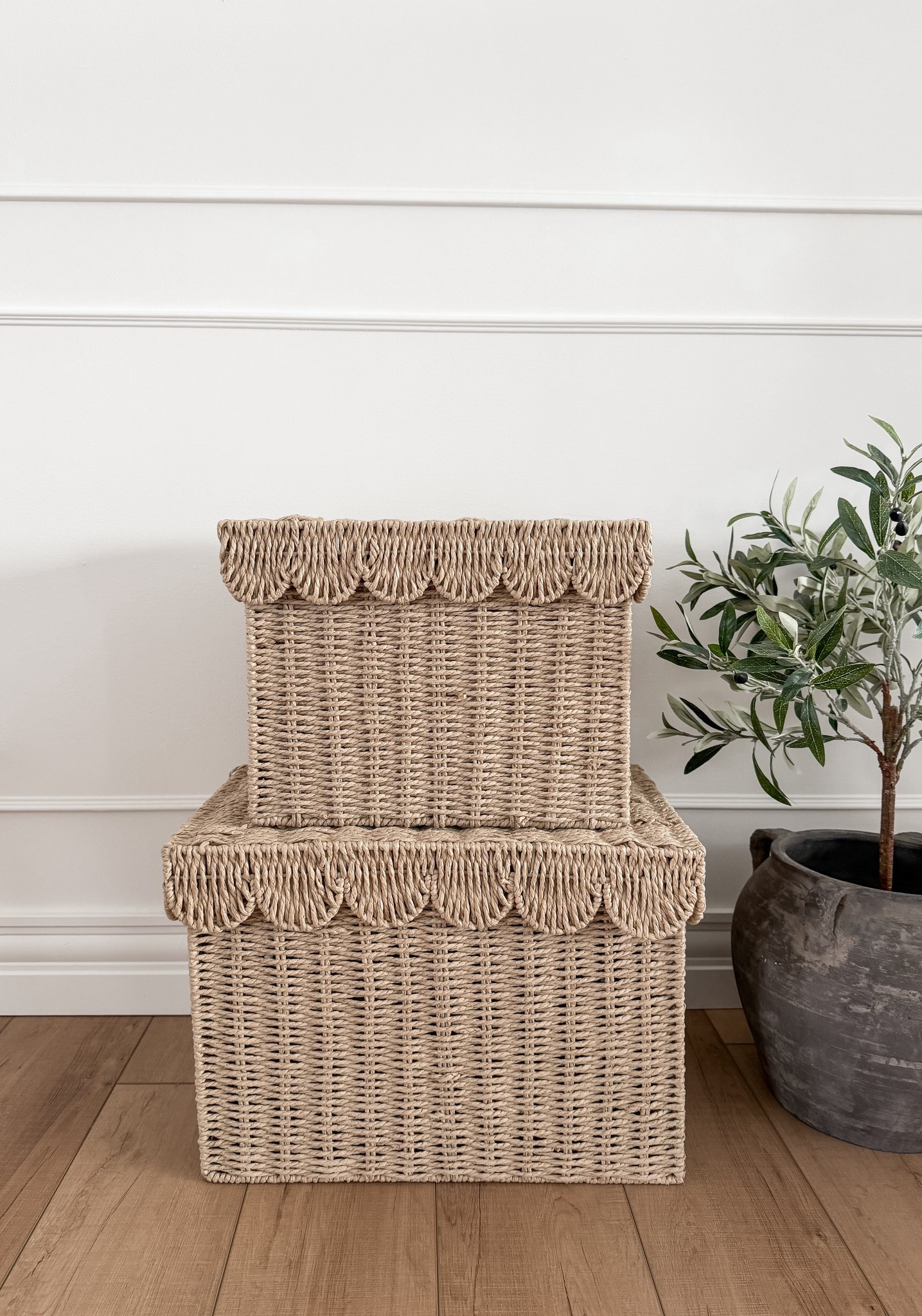 The scalloped baskets have arrived and I’m even more obsessed… 😮‍💨😍 I originally snagged these on sale to style in my girlies bedroom BUUUUT  my office is calling their name. 
Ordering another set is my only option 🤷‍♀️

#LTKsale #LTKstyletip #LTKhome