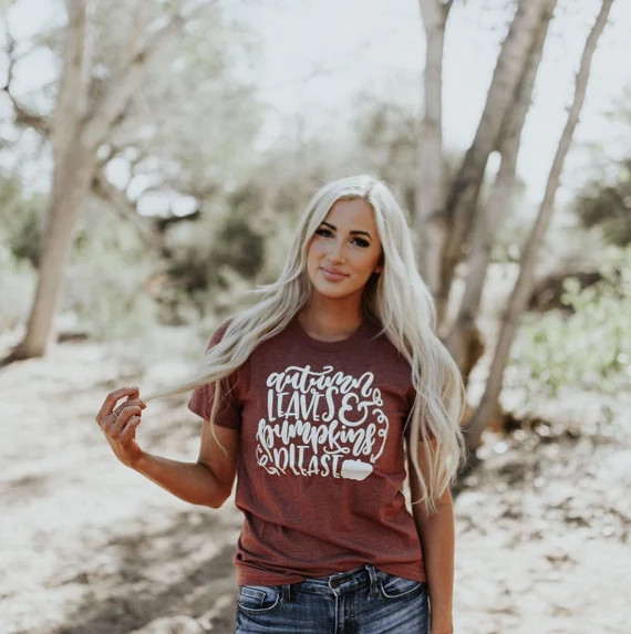 Autumn Leaves and Pumpkins Please | Cute Fall Shirt | Fall List | pumpkin shirt | Bella Tee | Sof... | Etsy (US)