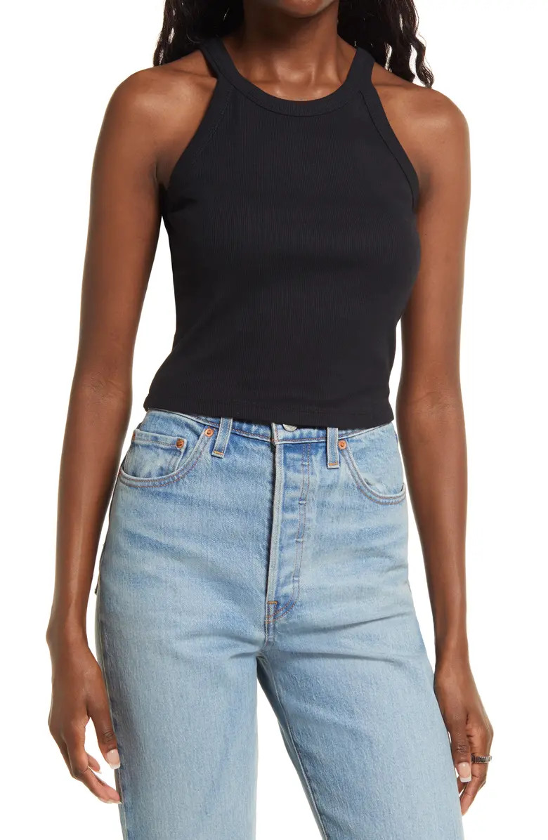 Open Edit Ribbed Crop Racerback Tank | Nordstrom | Nordstrom