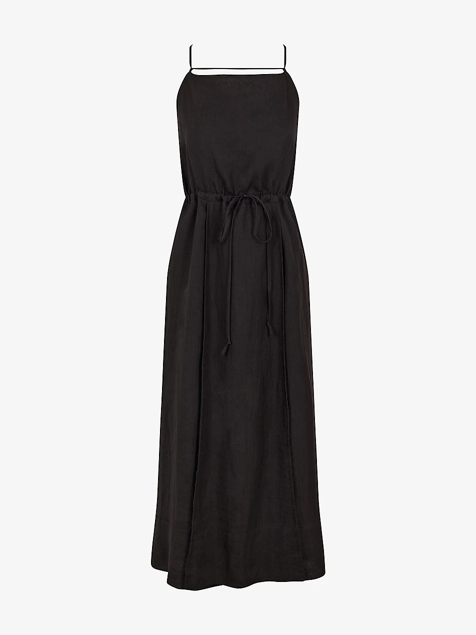 Theorie spaghetti-strap ramie midi dress | Selfridges