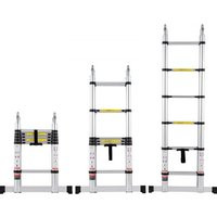 VEVOR Telescoping Ladder, 12.5FT A-Shape Aluminum Extension Ladder Lightweight, Multi-button Retraction Collapsible Ladder, 375 LBS Capacity w/ Stabilizer Bar, Multi-Purpose Ladders for RV, Camper | Vevor US