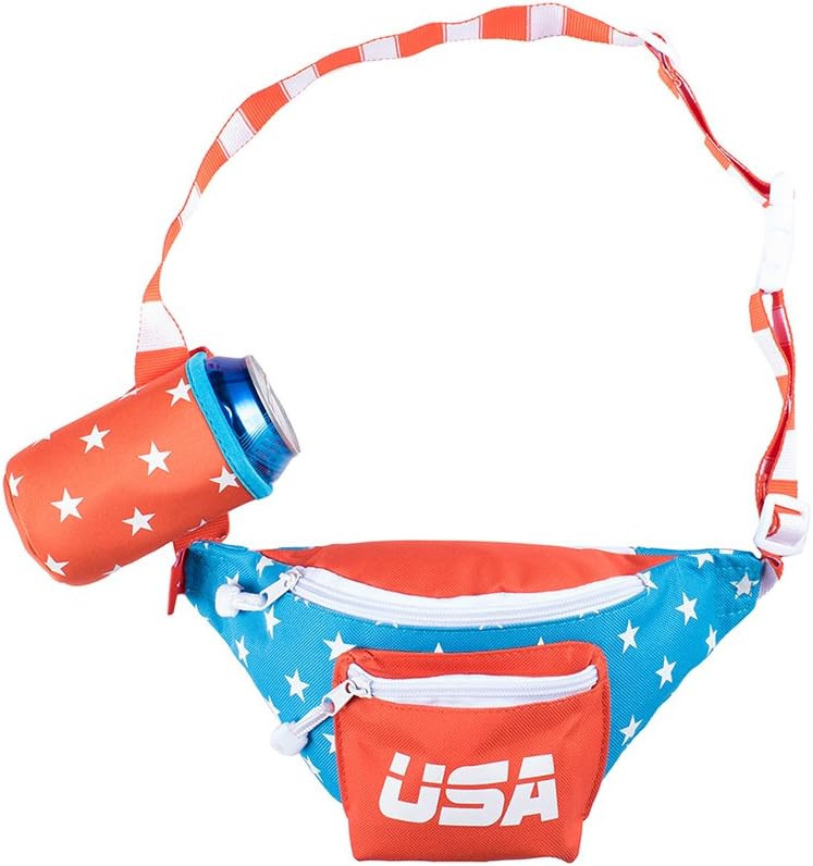 Red White & Blue Dream Team USA Fanny Pack - American Flag Fanny Pack w/ Drink Holder | Amazon (US)