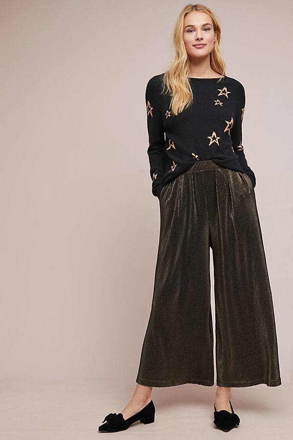 Metallic Wide-Leg Pants | Anthropologie (US)