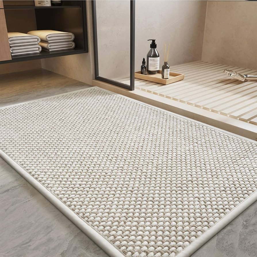PADOOR-Bath Mat-Super Absorbent Chenille Bathroom Mats-Rubber Backed Bath Mats for Bathroom Non S... | Amazon (US)