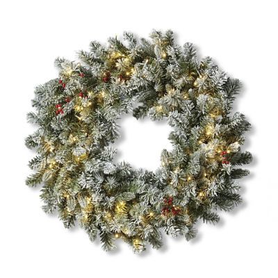 Freshly Fallen Snowcrest Indoor Cordless 30' Wreath | Frontgate | Frontgate
