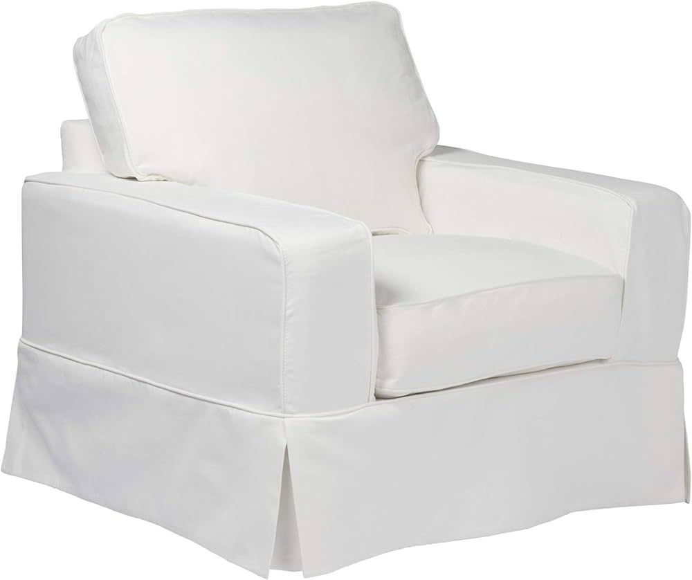 The Hamptons Collection Set of 3 White Box Cushion Chair Slipcover 39” | Amazon (US)