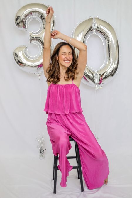 Jumpsuit perfect for a bridal shower or birthday party! Use code ERICALIGENZA20 

Pink pleated jumpsuit // petal and pup fashion // dressy jumpsuit // pink jumpsuit // wedding guest outfit // wide leg jumpsuit // spring outfit 

#LTKfindsunder100 #LTKSeasonal #LTKwedding