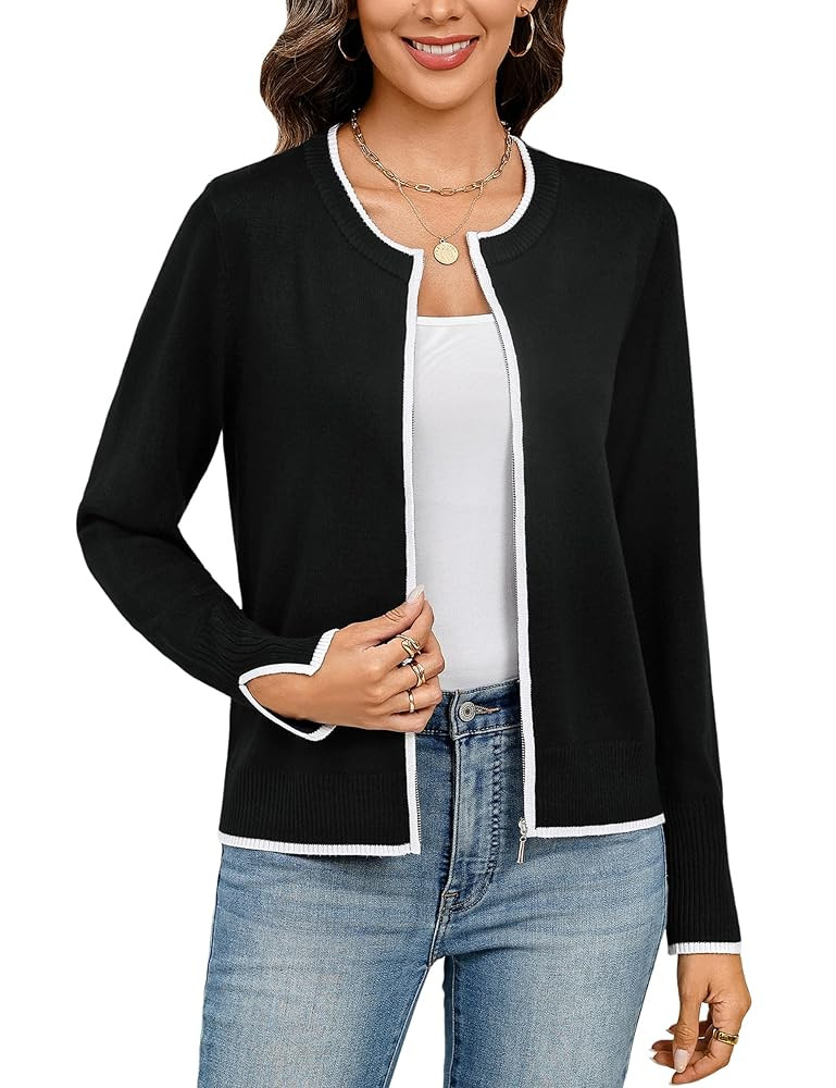 Totatuit Womens Long Sleeve Knitted Zip Up Sweater Lightweight Cardigans Zipper Sweatshirts Jacke... | Amazon (US)