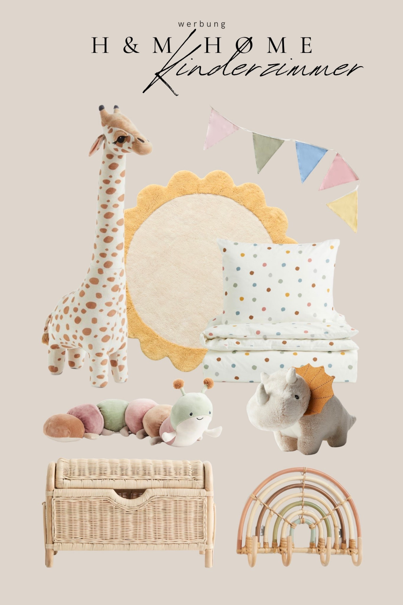 Hier findet ihr alle meine Favoriten fürs Kinderzimmer von H&M Home. Von der bunt getupften Bettwäsche bis zur riesigen Kuschel-Giraffe.

#LTKhome #LTKdeutschland #LTKkids