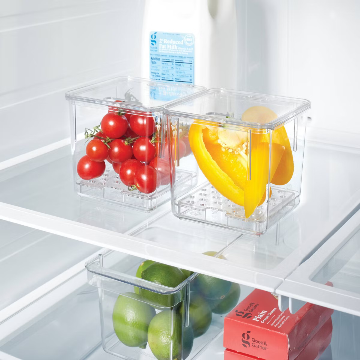 2pk Small Produce Bin Fridge Bin with Lid - Brightroom\u2122: Refrigerator Organizers, Stackable ... | Target