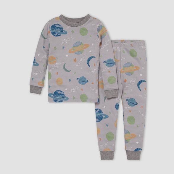 Burt's Bees Baby® Toddler Boys' 2pc Space Organic Cotton Tight Fit Pajama Set - Heather Gray | Target