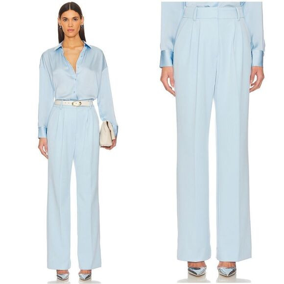 NWT Favorite Daughter The Favorite Pleated High Rise Pant in Sky Blue | Poshmark