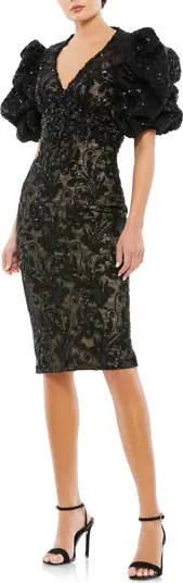 Beaded Puff Sleeve Sheath Dress | Nordstrom